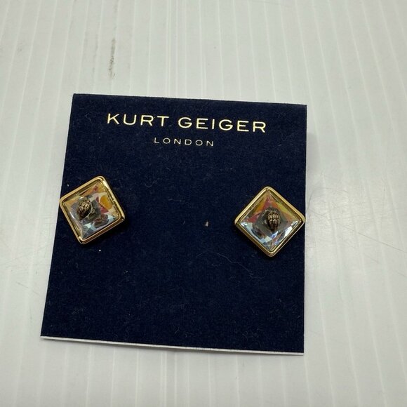 Kurt Geiger London Iridescent Crystal Bee Stud Earrings Gold Designer NWT Gift - Picture 3 of 4
